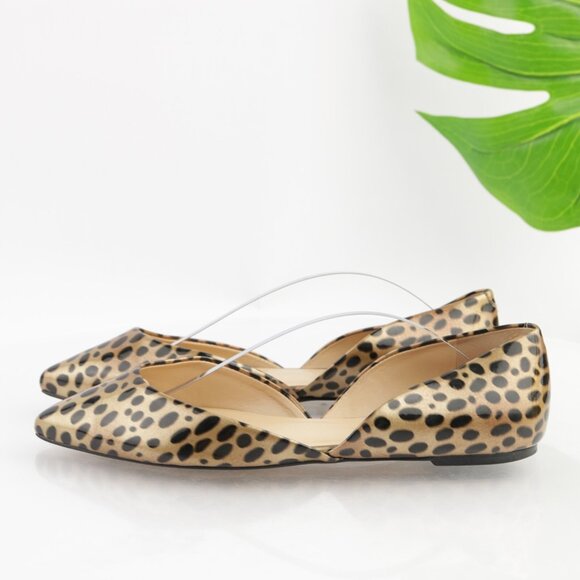 Talbots Womens D'Orsay Flat Size 9 Tan Brown Patent Leopard Slip On Pointed Shoe - Picture 5 of 12